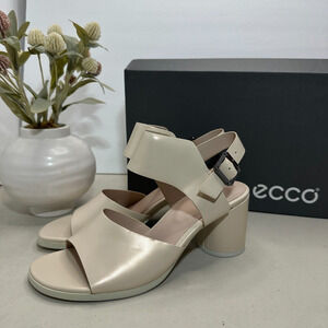 New Ecco Shape Block Heel Sandal 65 Vanilla Metallic 281313 Women 9-9.5/EU40 NWB